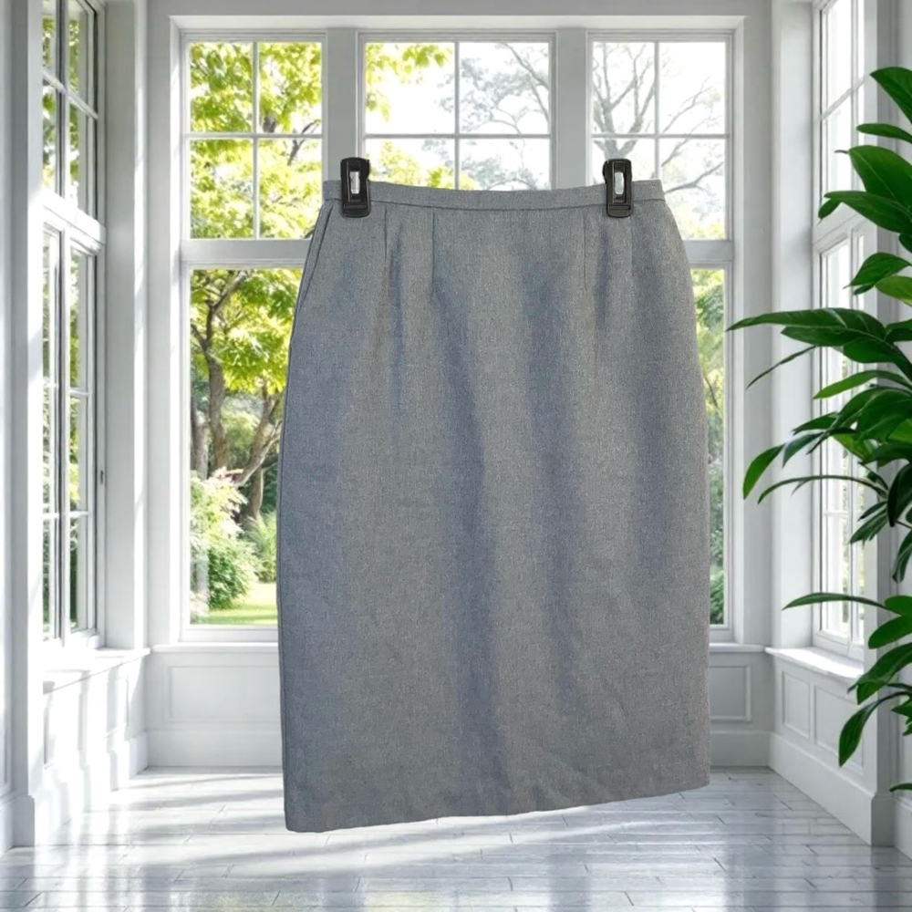 NAPA Studio Vintage Lined Gray Classic Suit Career Straight Pencil Skirt Wm Sm